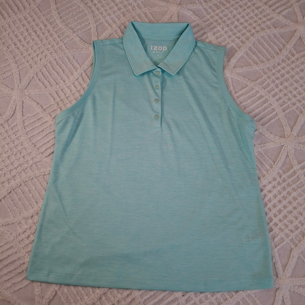 Izod Sleeveless Polo Tank Top in Light Aqua